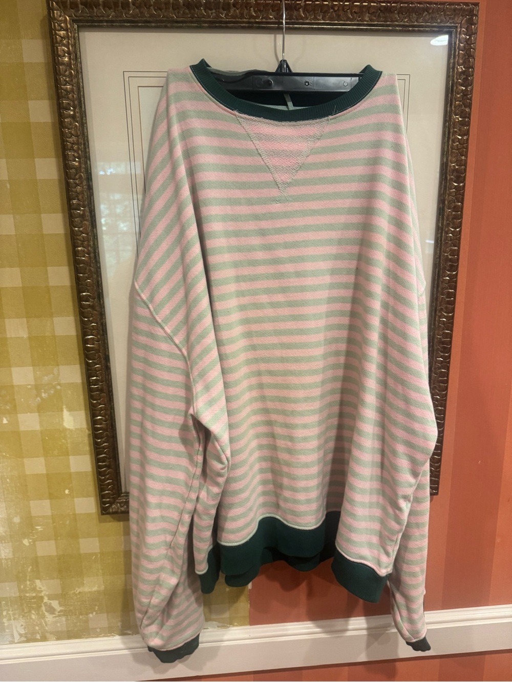 We The Free Pink and Green Striped Knit Top